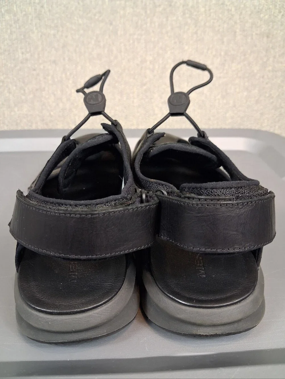 Merrell Mens Tideriser Luna Fisherman Leather Sandals Bungee Lace Black Size 10